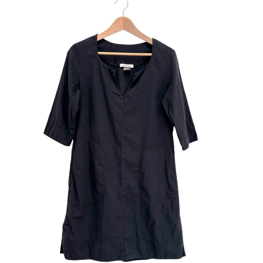 Prairie Underground Organic Cotton Shift Mini Dress Minimalist Black Size M